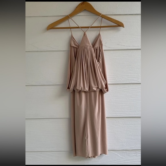 Misa LA Goddess Dress Beige size Small Jersey Liquid Knit Holiday Party - Picture 7 of 12